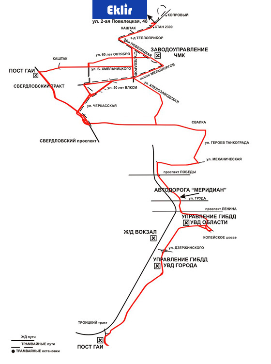 Схема проезда со стороны Екатеринбурга